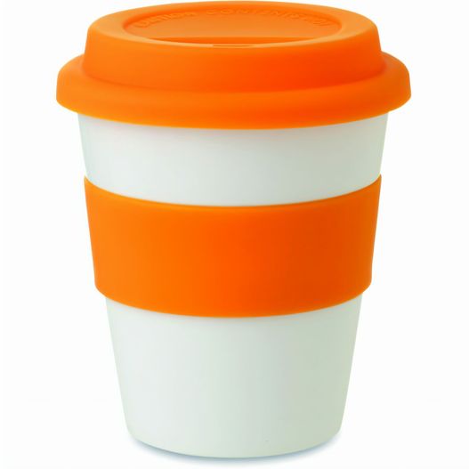 eine tasse mit einem deckel und einem kunststoffbecher mit einem deckel PP Becher mit Silikon-Deckel ASTORIA (Bild 1)
