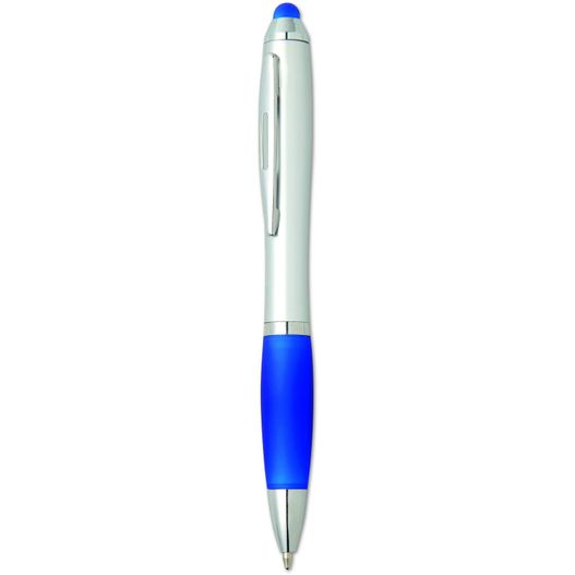 ein stift mit blauer spitze sitzt auf einer weißen oberfläche Drehkugelschreiber RIOTOUCH (Bild 1)