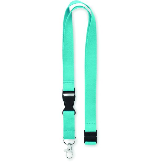 ein grüner lanyard mit schwarzer schnalle Lanyard Baumwolle 20mm MO670804 LANNYCOT (Bild 1)