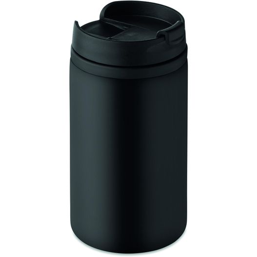 eine schwarze kaffeetasse mit einem deckel auf weißem hintergrund Trinkbecher Edelstahl 250 ml FALUN (Bild 1)