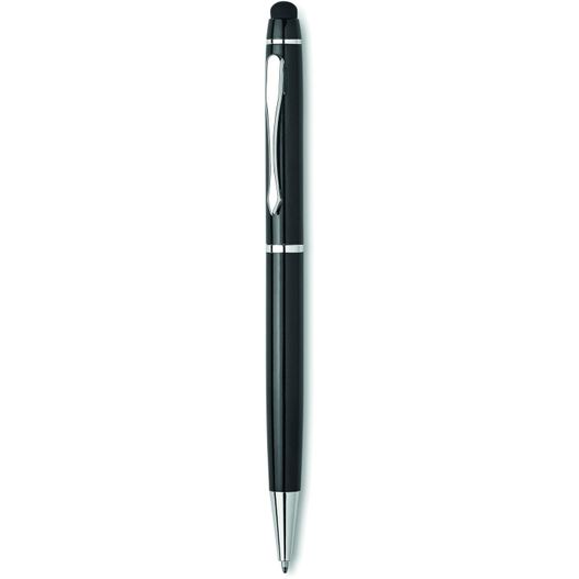 ein stift mit schwarzem körper und silber Drehkugelschreiber mit Stylus EDUAR (Bild 1)