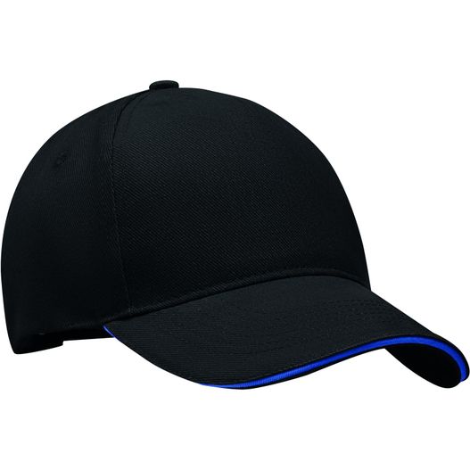 eine schwarze kappe mit einem blauen streifen auf der seite Baseball Kappe 5 Panels LONG BEACH SINGA (Bild 1)