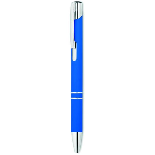 ein stift mit blauem körper und silberner spitze Druckkugelschreiber AOSTA (Bild 1)