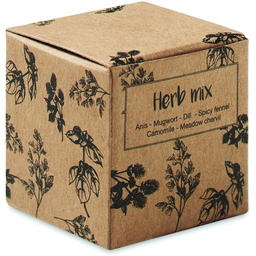 eine box mit einem design von blumen auf ihm Saatbombe Kräuter BOMBI III (Bild 1)