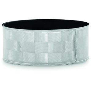 Reflektierendes Snap Armband mit karierter Oberflache und silberner oder gelber Reflexfolie (CE EN17353). ENROLLO +