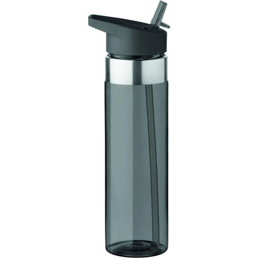 eine graue wasserflasche mit einem stroh darin Trinkflasche Tritan 650 ml SICILIA (Bild 1)
