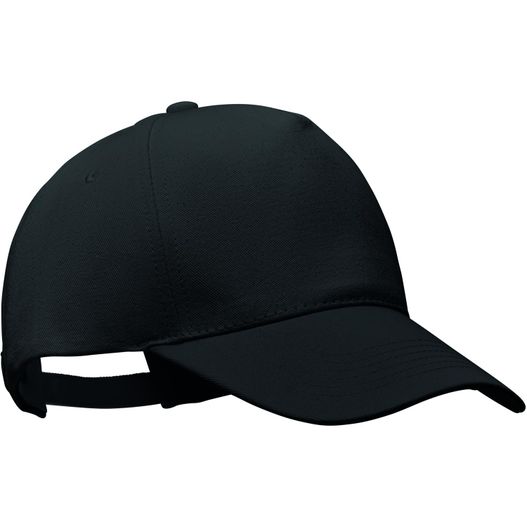 eine schwarze baseballkappe mit einem weißen streifen auf der seite CAP ORGANIC COTTON 250 G/M² BICCA CAP (Bild 1)