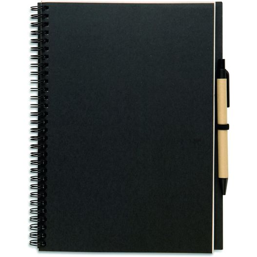 ein schwarzes notizbuch mit einem stift darüber Recyceltes Notizbuch BLOQUERO PLUS (Bild 1)