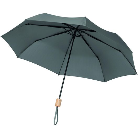 ein schwarzer regenschirm mit holzgriff Faltbarer Regenschirm TRALEE (Bild 1)