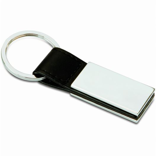 eine schlüsselkette aus metall mit einem schwarzen lederarmband Schlüsselring RECTANGLO (Bild 1)