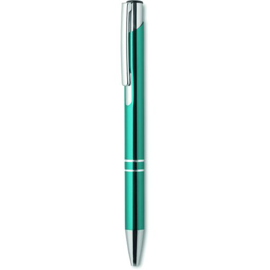 ein stift mit einem grünen körper und silbernen trimm Druckkugelschreiber Aluminium BERN (Bild 1)