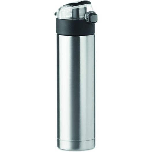 eine edelstahl- und schwarze vakuumflasche Trinkflasche 400ml NUUK LUX (Bild 1)