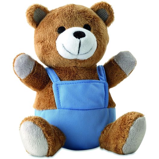 ein teddybär mit blauen overalls Teddybär NICO (Bild 1)