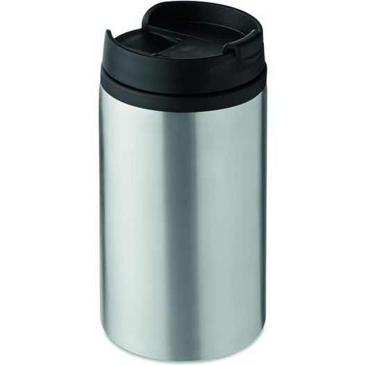 ein edelstahl und schwarzer kaffeebecher Trinkbecher Edelstahl 250 ml FALUN (Bild 1)