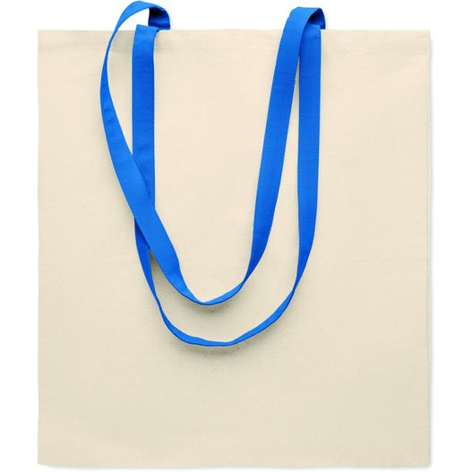 ein blauer riemen auf einer weißen tasche Einkaufstasche 140g/m² ZEVRA (Bild 1)