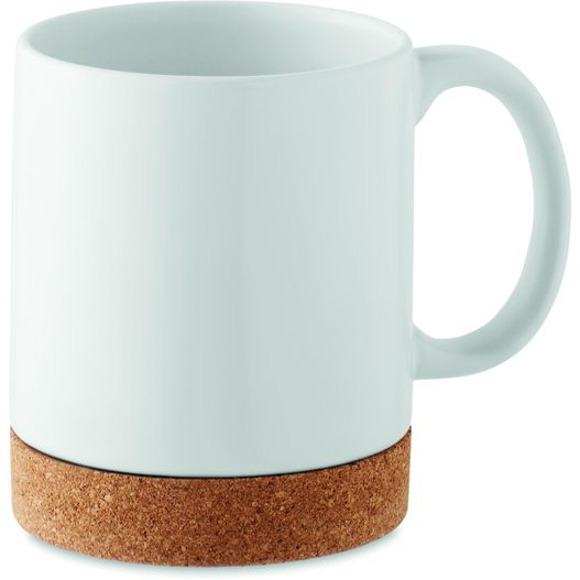ein weißer kaffeebecher mit korkboden Keramikbecher mit Kork 280 ml KAROO (Bild 1)