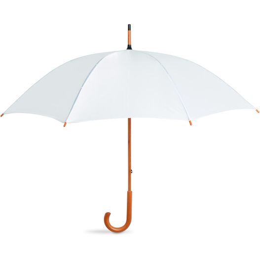 ein weißer schirm mit einem holzgriff Regenschirm mit Holzgriff CALA (Bild 1)