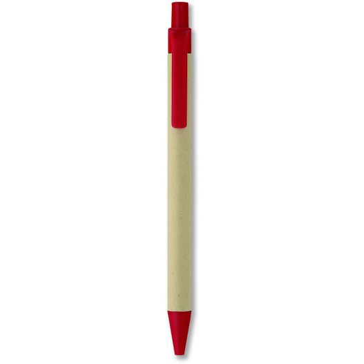 ein stift mit einer roten spitze auf einem weißen hintergrund Papier/Mais PLA Kugelschreiber CARTOON (Bild 1)