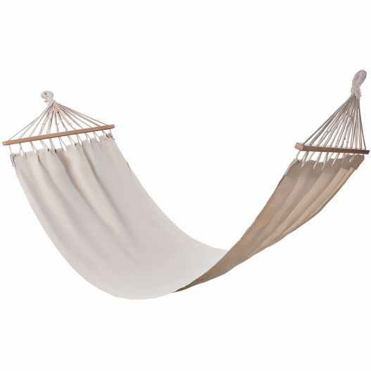 eine hängematte hängend von einem holzstock Hängematte Polycotton HAMMACA (Bild 1)