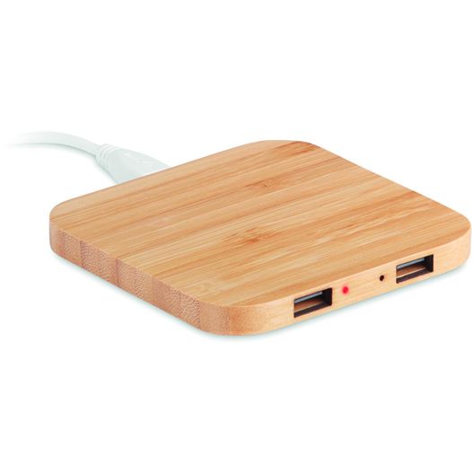 bambus-ladegerät mit usb-kabel verbunden Induktive Ladestation Bambus CUADRO (Bild 1)