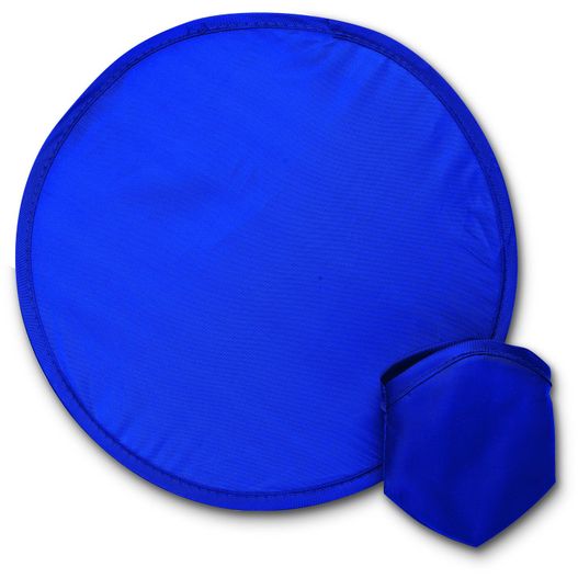 eine blaue runde tasche mit einer krawatte darauf Faltbare Wurfscheibe ATRAPA (Bild 1)