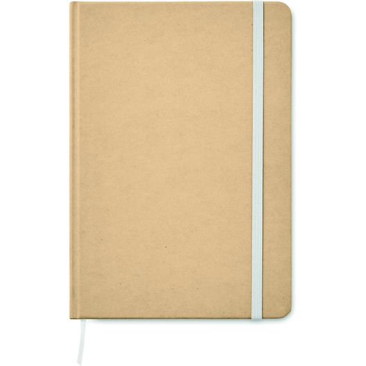 ein braunes notizbuch mit einem weißen streifen auf dem cover DIN A5 Notizbuch recycelt EVERWRITE (Bild 1)