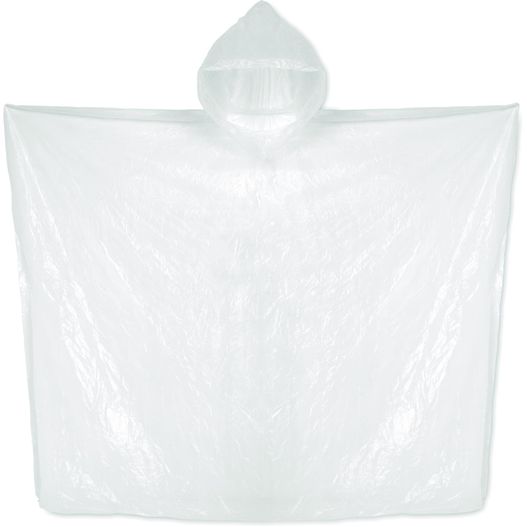 eine weiße kunststoff-pinchle mit einer kapuze auf Biologisch abbaubarer Poncho SPRINKLE PLA (Bild 1)