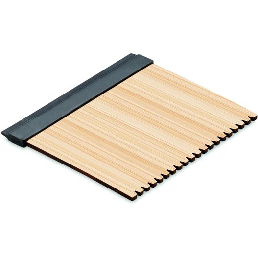 ein holzschneidebrett mit schwarzem griff Eiskratzer Bambus SCRATCHY (Bild 1)