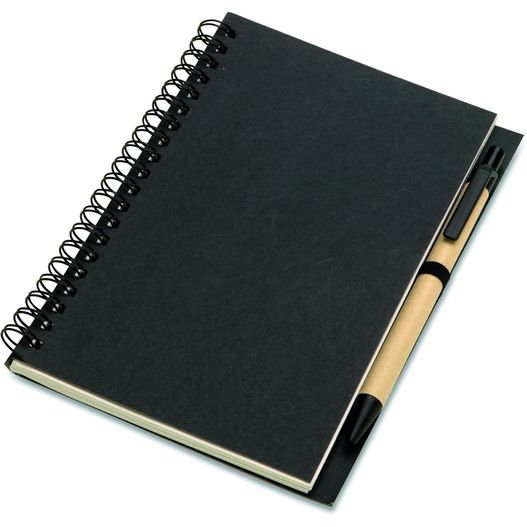 ein schwarzes notizbuch mit einem stift darüber B6 Recyceltes Notizbuch BLOQUERO (Bild 1)