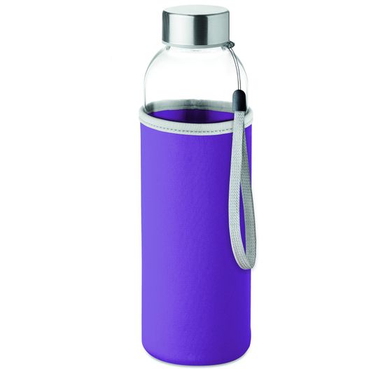 eine lila wasserflasche mit weißem griff Trinkflasche Glas 500 ml UTAH GLASS (Bild 1)