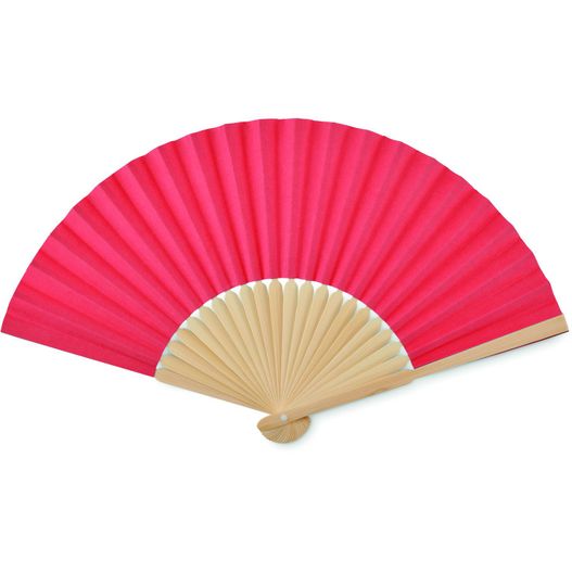 ein rosa fan mit einem holzgriff auf einem weißen hintergrund Fächer FANNY PAPER (Bild 1)