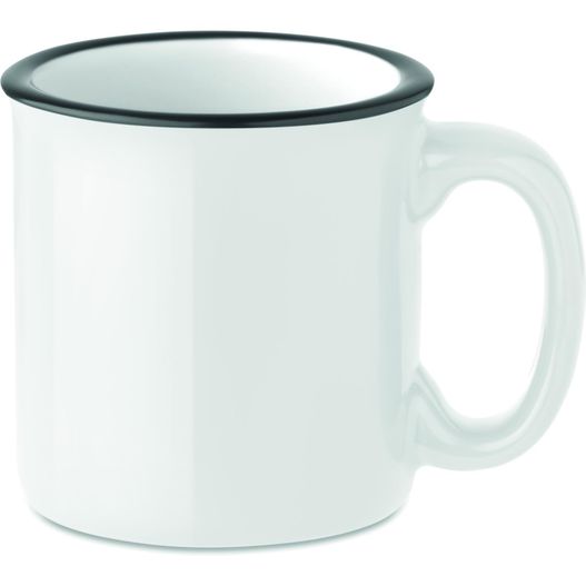 ein weißer kaffeebecher mit schwarzem rand Keramikbecher Subli 240ml TWEENIES SUBLIM (Bild 1)