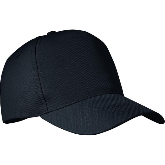 eine schwarze baseballkappe auf weißem hintergrund RPET CAP 5 PANELS 210G/M² SENGA (Bild 1)