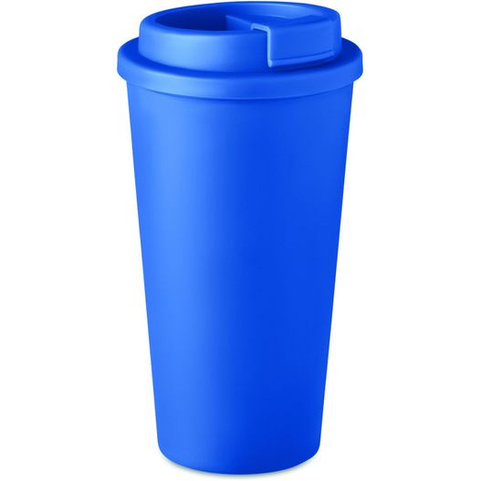 eine blaue tasse mit einem deckel auf weißem hintergrund Doppelwandiger Becher 450ml TUESDAY (Bild 1)