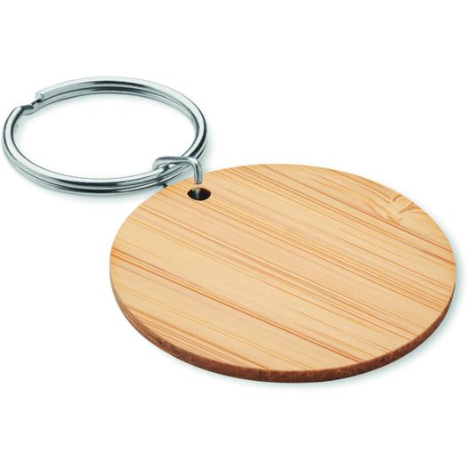 eine holzschlüsselkette mit einem metallring Schlüsselring Bambus, rund ROUNDBOO (Bild 1)