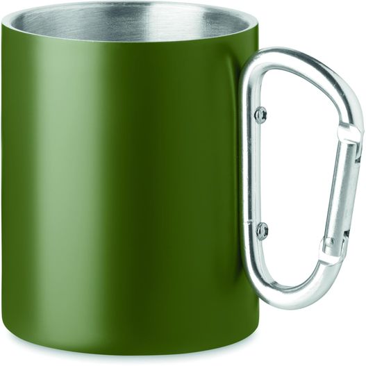 eine grüne tasse mit einem karabiner darin Trinkbecher mit Karabiner TRUMBA (Bild 1)