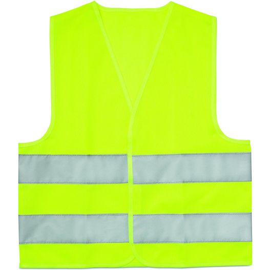 eine gelbe weste mit einem weißen streifen auf der vorderseite Sicherheitsweste Kinder MINI VISIBLE (Bild 1)