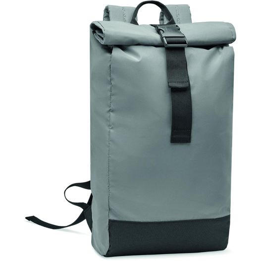 einen rucksack mit einem gurt an der vorderseite Reflektierender Rucksack BRIGHT ROLLPACK (Bild 1)