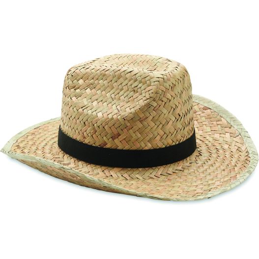 ein strohhut mit einem schwarzen band auf weißem hintergrund Cowboy-Hut Stroh TEXAS (Bild 1)