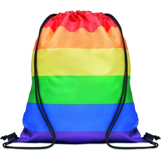 eine regenbogenfarbene rucksacktasche mit einem kordelzug Beutel mit Kordelzug RPET BOW (Bild 1)