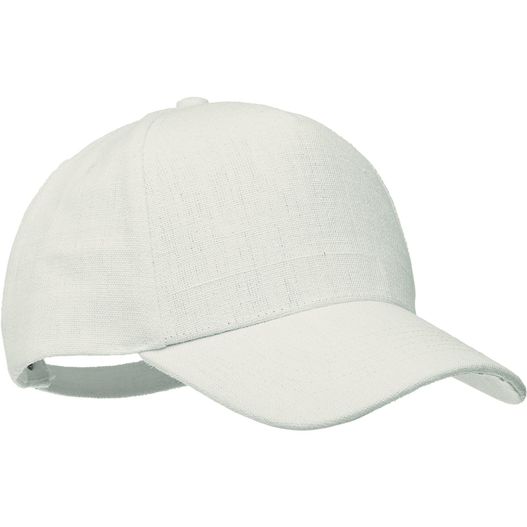 eine weiße baseballkappe mit einem weißen band Hanf Baseball Kappe 5 Panele NAIMA CAP (Bild 1)
