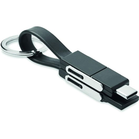 eine schwarze und silberne schlüsselkette mit einem metallclip Schlüsselanhänger 4in1 Kabel KEY C (Bild 1)