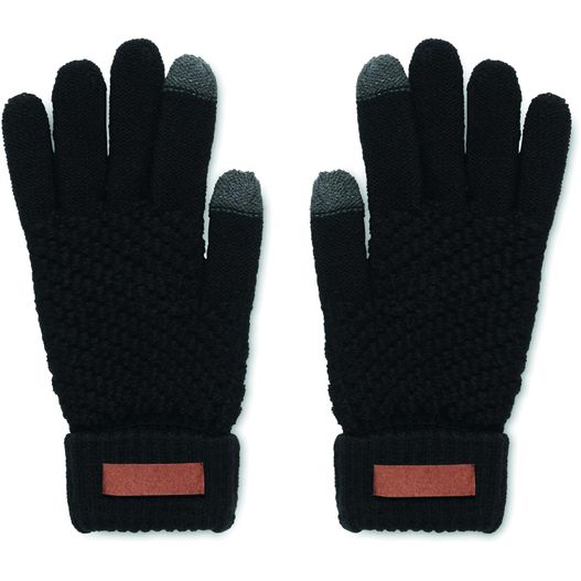 ein paar schwarzer handschuhe mit einem roten etikett Touchscreen Handschuhe RPET TAKAI (Bild 1)