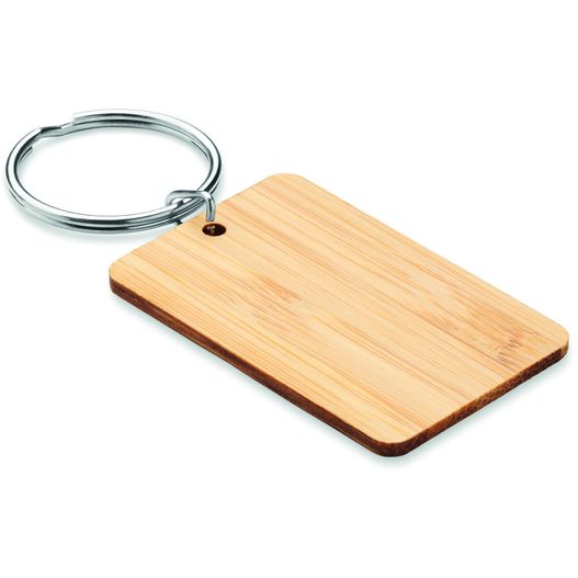 eine holzschlüsselkette mit einem metallring Schlüsselring Bambus, eckig ANGLEBOO (Bild 1)