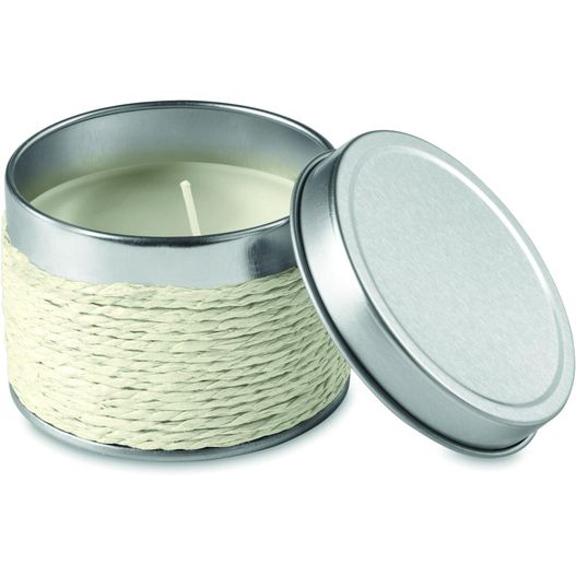 eine dose einer kerze mit einem umwickelten seil Kerze mit Vanilleduft DELICIOUS (Bild 1)