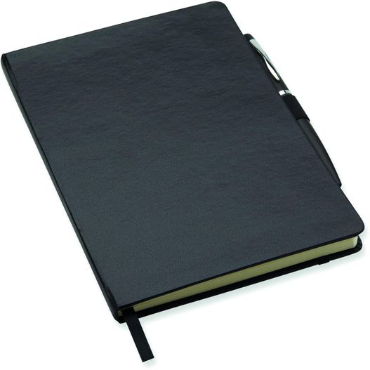 ein schwarzes notizbuch mit einem stift darüber DIN A5 Notizbuch NOTAPLUS (Bild 1)