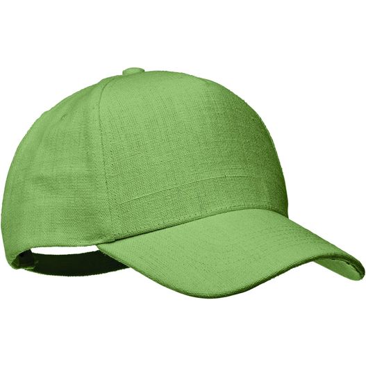 ein grüner hut auf weißem hintergrund Hanf Baseball Kappe 5 Panele NAIMA CAP (Bild 1)
