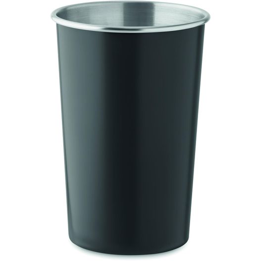 eine schwarze mülldose mit deckel und metallrand Becher recycelter Edelstahl FJARD (Bild 1)