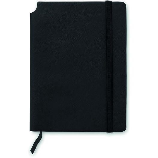 ein schwarzes notizbuch mit einem schwarzen band darauf Notizbuch mit PU Cover SOFTNOTE (Bild 1)