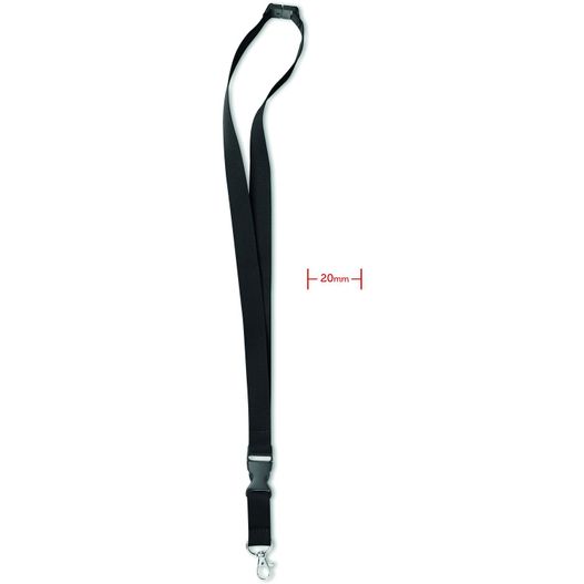 schwarzer lanyard mit weißem griff Lanyard mit Karabiner 20mm LANY (Bild 1)